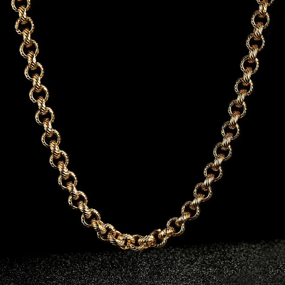 KIDS GOLD LINED PATTERN BELCHER CHAIN AND BRACELET SET