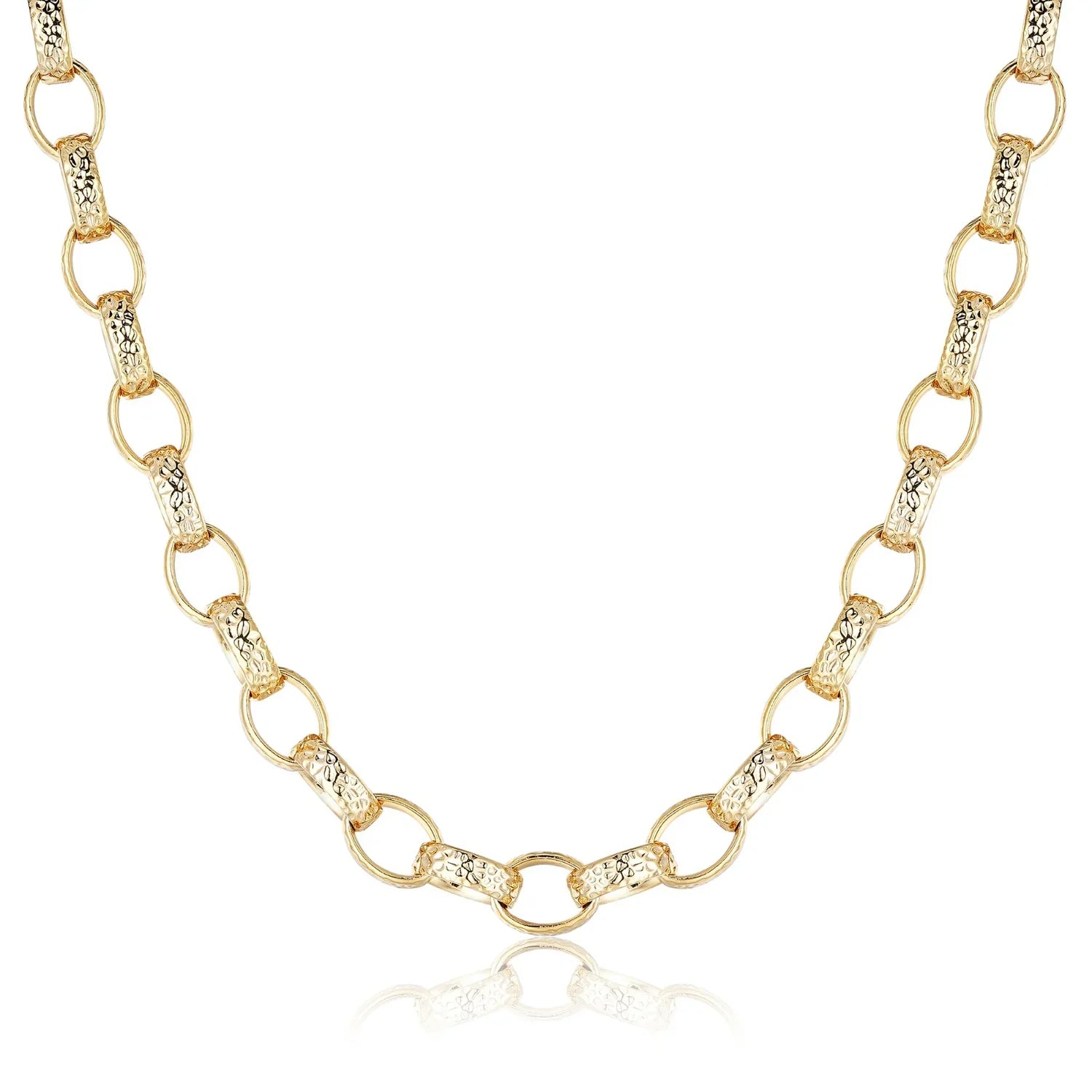 10MM GOLD  OVAL BELCHER HAMMERED PATTERN CHAINED CHAIN