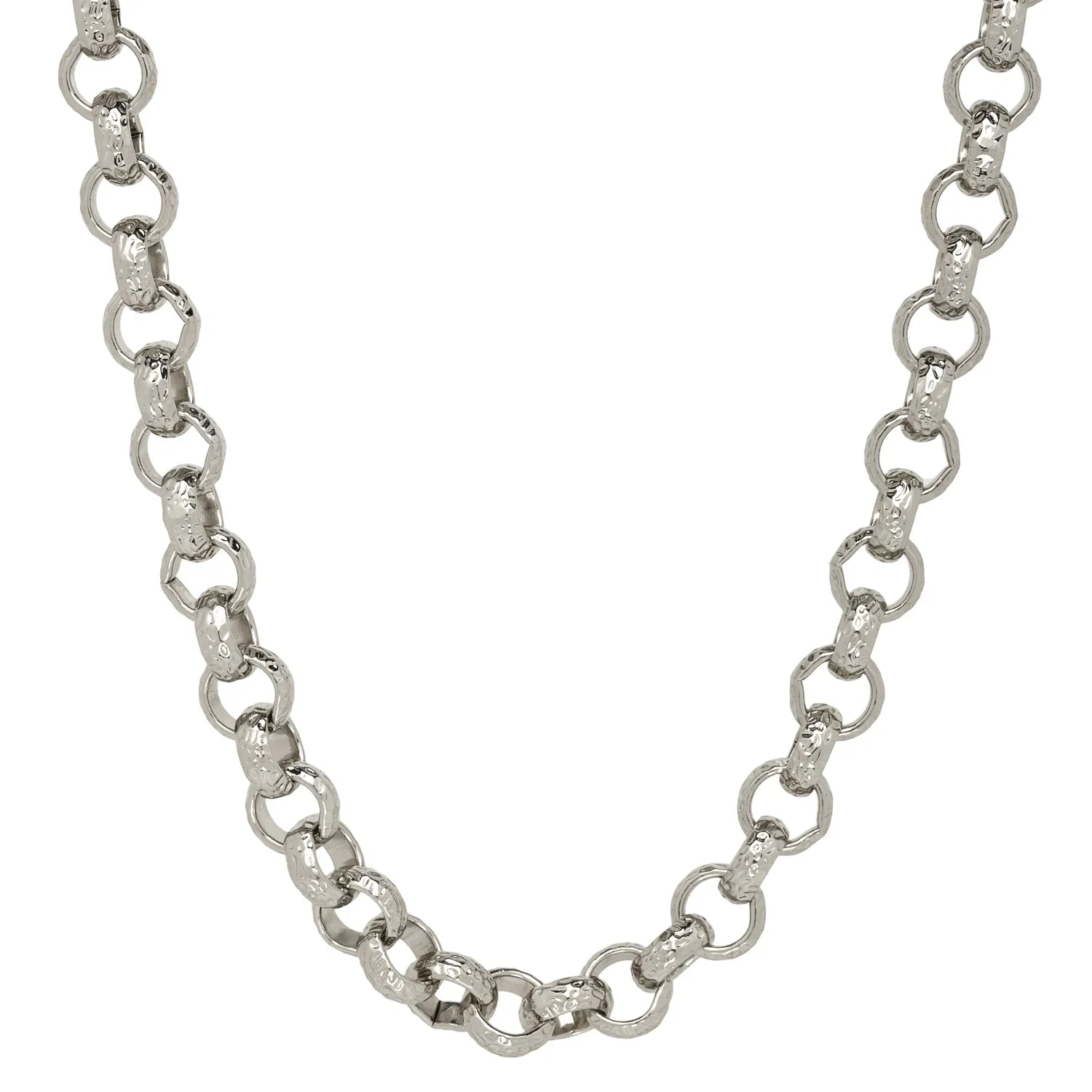 12MM SILVER DIAMOND PATTERNED BELCHER CHAIN