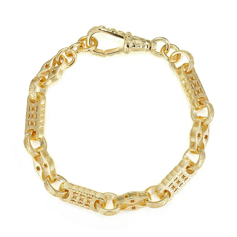 GOLD STARS AND BARS BRACELET WITH ALBERT CLASP