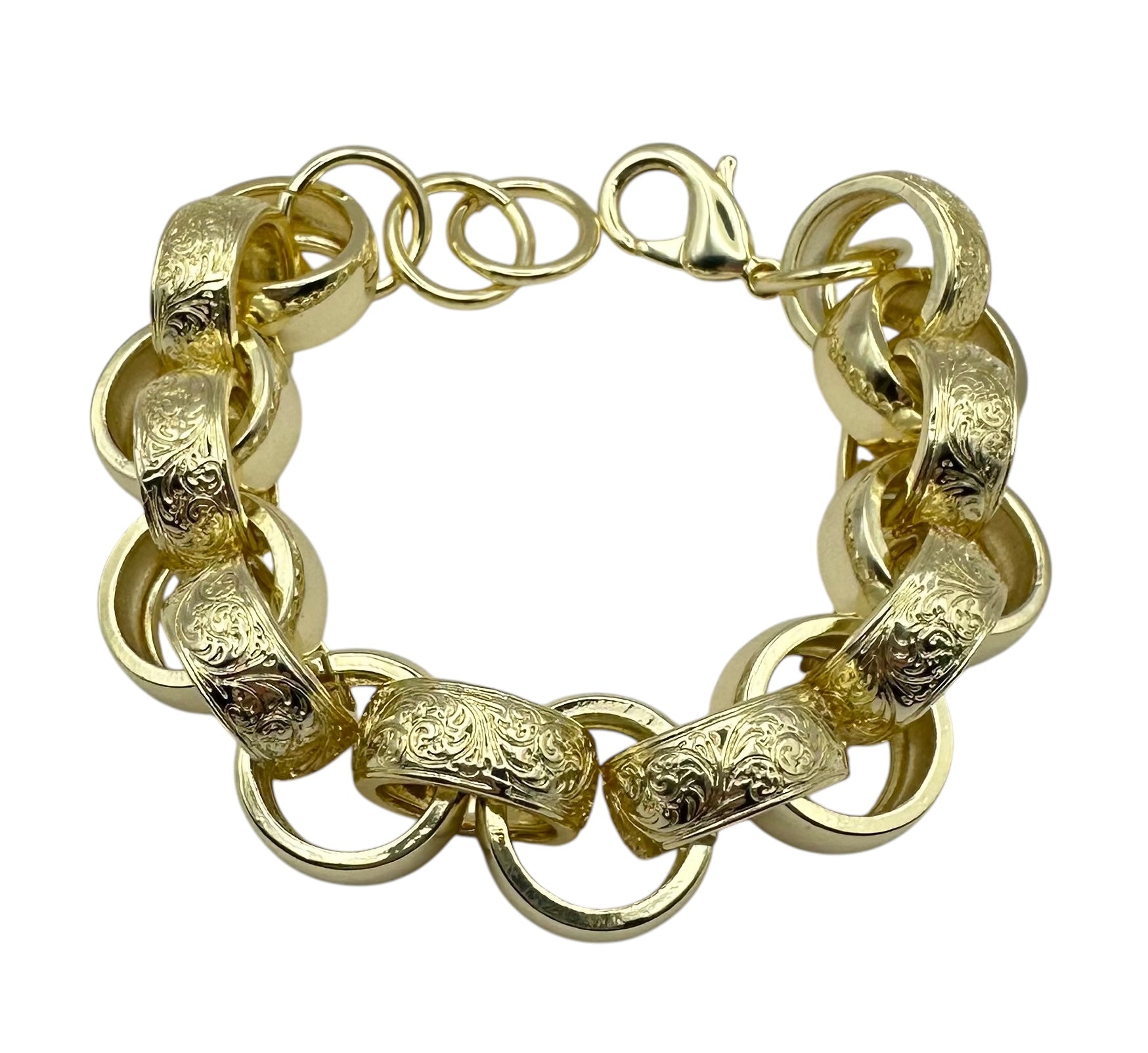 15mm Patterned Ornate style Belcher bracelet