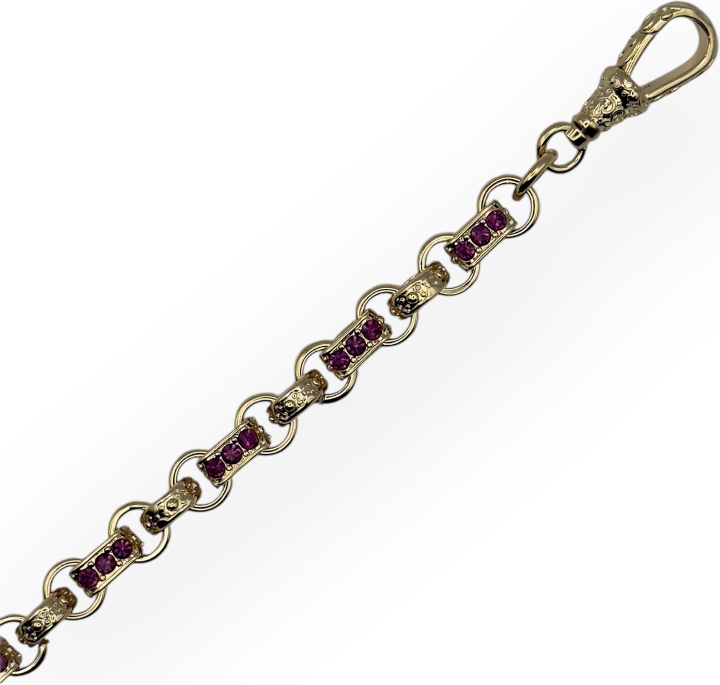 10mm Gypsy link belcher bracelet with purple stones