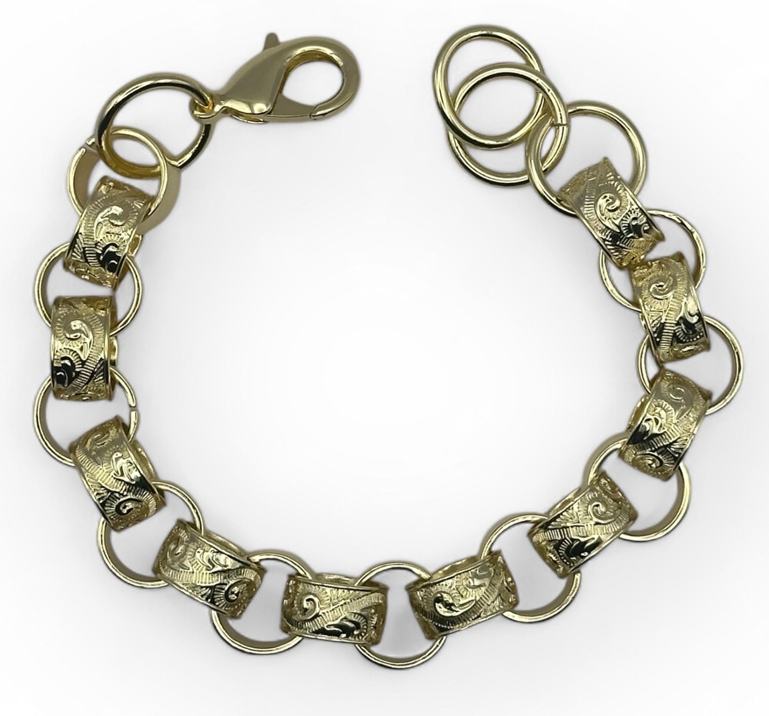 13mm Gold Alternate Ornate Filigree Belcher bracelet