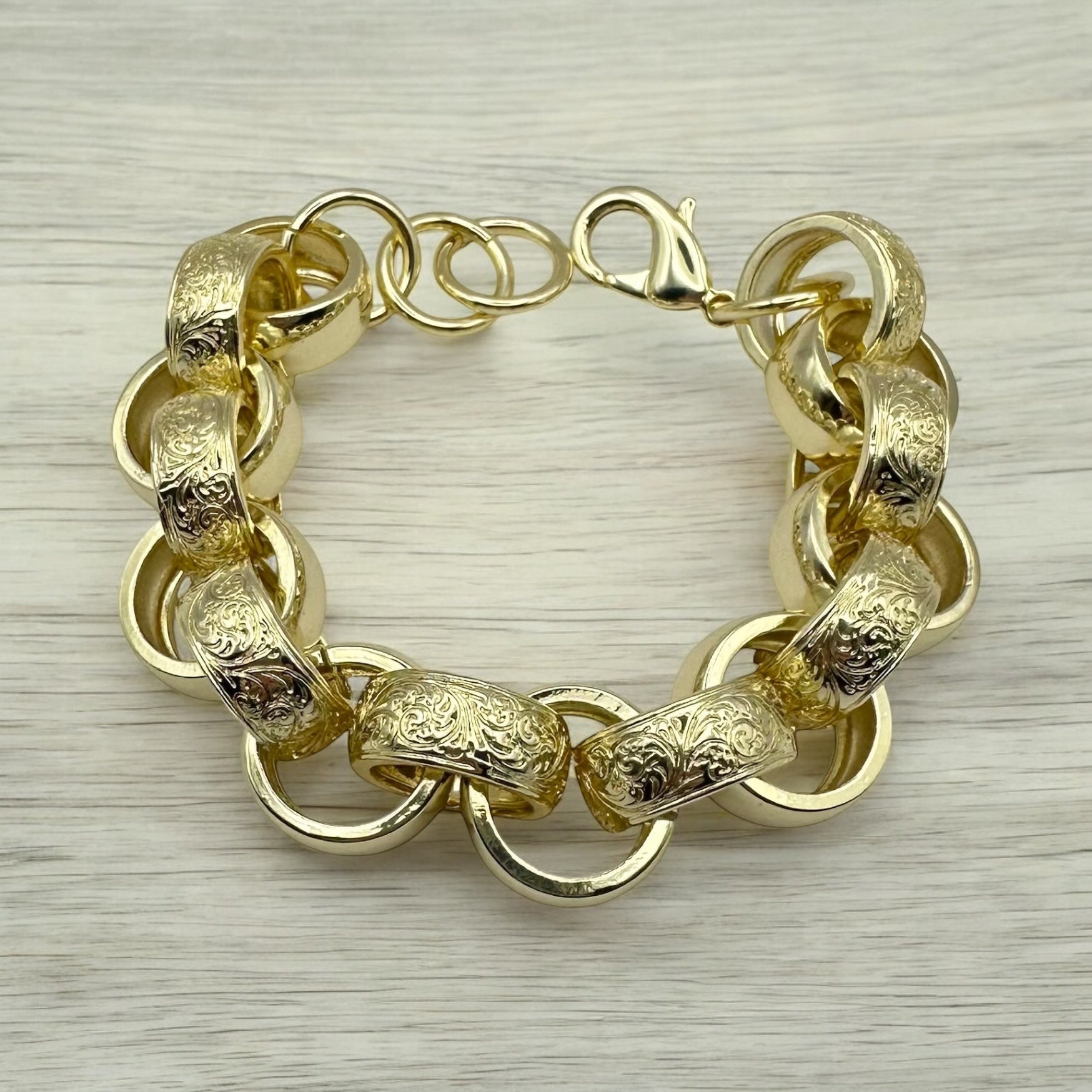 15mm Patterned Ornate style Belcher bracelet