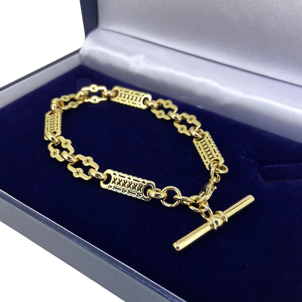 GOLD STARS AND BARS T-BAR BRACELET