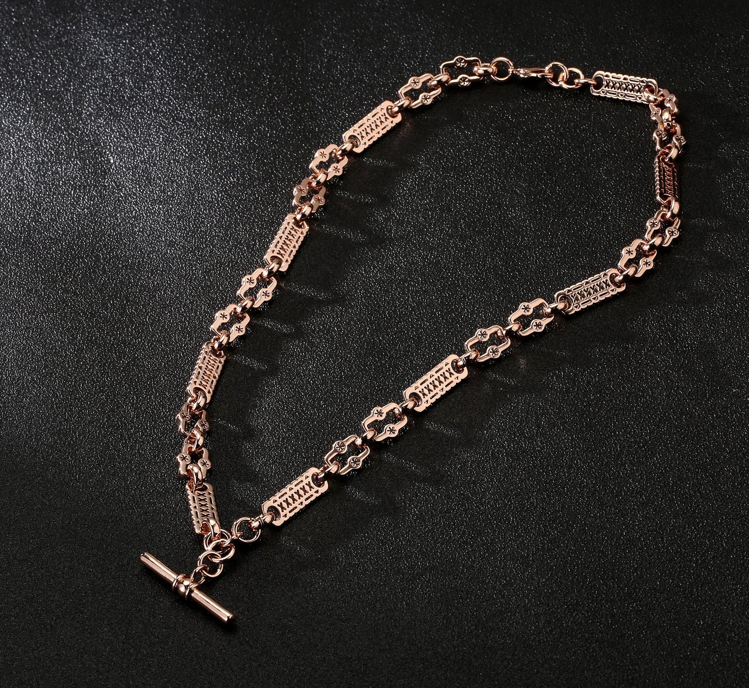 LUXURY ROSE GOLD STARS AND BARS T-BAR BRACELET AND CHAIN SET